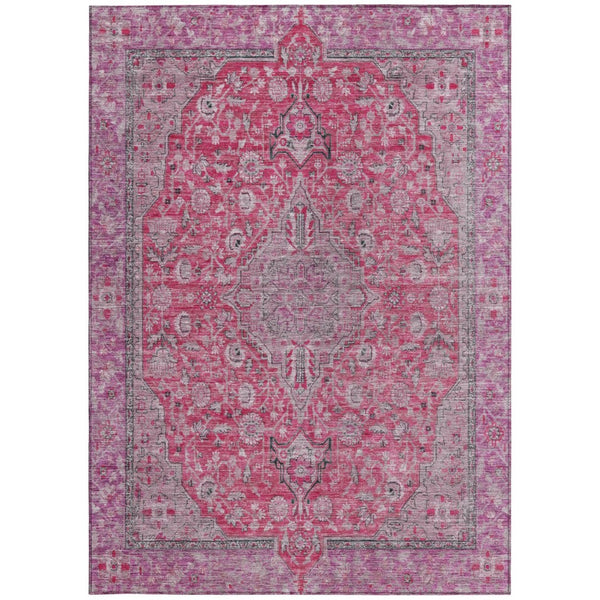 HomeRoots 5' Pink and Lavender Medallion Area Rug - Durable, Washable Design for Indoor and Outdoor Spaces 9' X 12' 616290