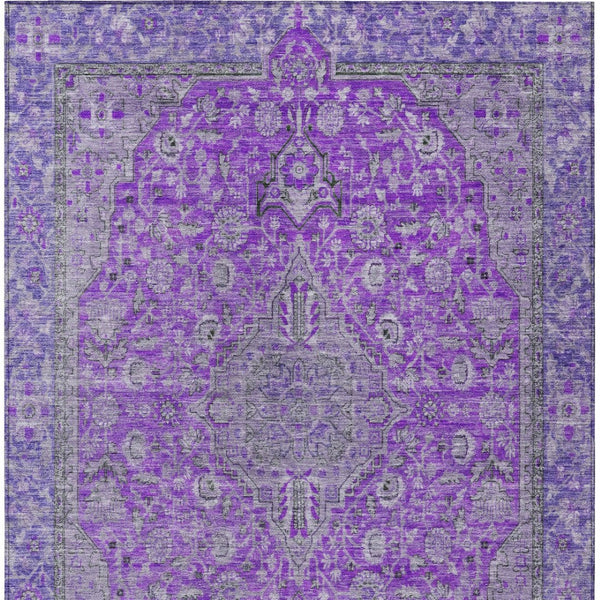 HomeRoots 5' Washable Medallion Area Rug in Purple and Gray - Durable, Elegant Design for Indoor/Outdoor Use 5' X 8' 616293