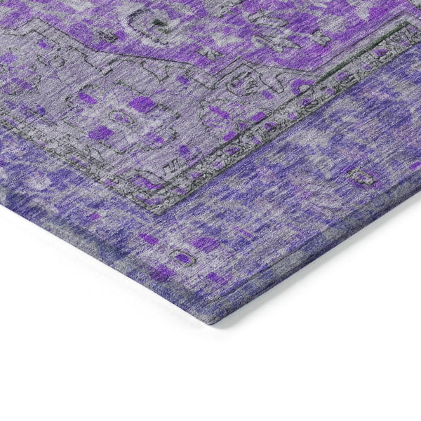 HomeRoots 5' Washable Medallion Area Rug in Purple and Gray - Durable, Elegant Design for Indoor/Outdoor Use 8' X 10' 616295