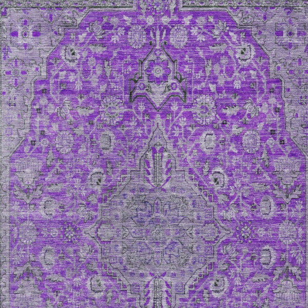 HomeRoots 5' Washable Medallion Area Rug in Purple and Gray - Durable, Elegant Design for Indoor/Outdoor Use 8' X 10' 616295