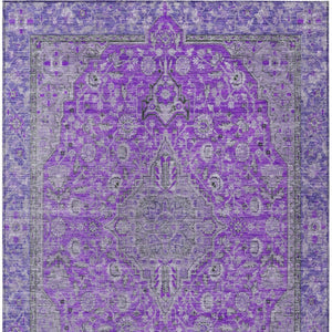 HomeRoots 5' Washable Medallion Area Rug in Purple and Gray - Durable, Elegant Design for Indoor/Outdoor Use 9' X 12' 616296