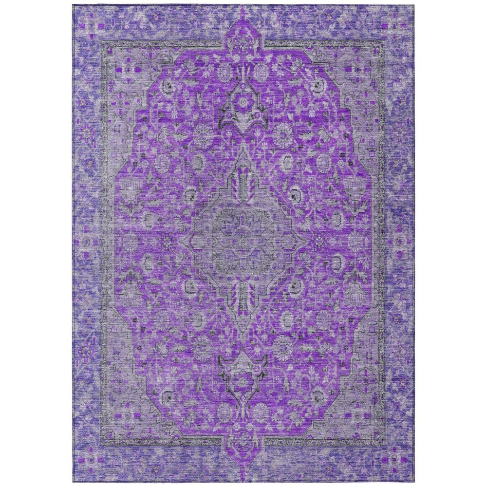 HomeRoots 5' Washable Medallion Area Rug in Purple and Gray - Durable, Elegant Design for Indoor/Outdoor Use 9' X 12' 616296