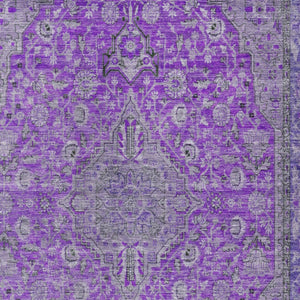 HomeRoots 5' Washable Medallion Area Rug in Purple and Gray - Durable, Elegant Design for Indoor/Outdoor Use 9' X 12' 616296