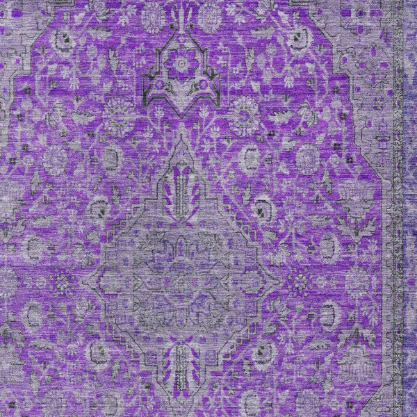 HomeRoots 5' Washable Medallion Area Rug in Purple and Gray - Durable, Elegant Design for Indoor/Outdoor Use 9' X 12' 616296