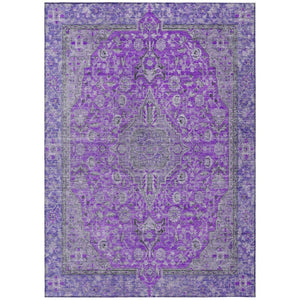 HomeRoots 5' Washable Medallion Area Rug in Purple and Gray - Durable, Elegant Design for Indoor/Outdoor Use 10' X 14' 616297