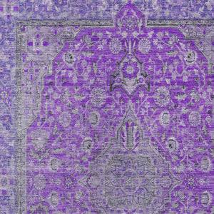 HomeRoots 5' Washable Medallion Area Rug in Purple and Gray - Durable, Elegant Design for Indoor/Outdoor Use 10' X 14' 616297