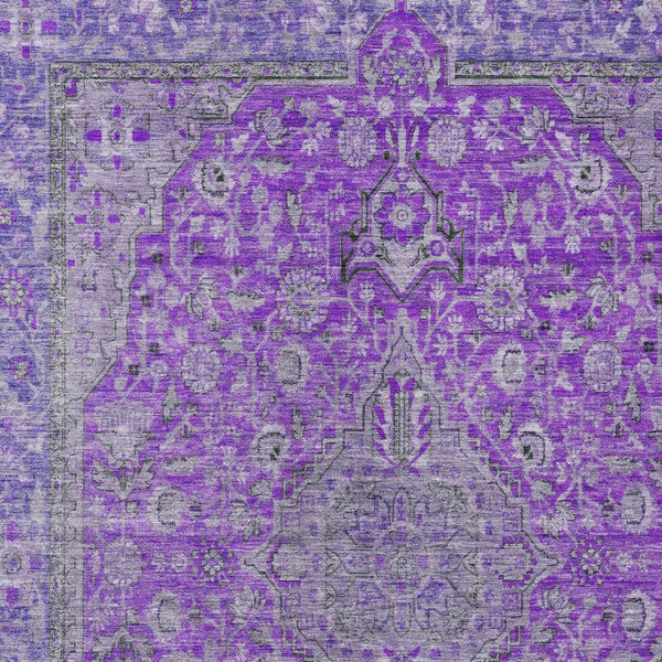 HomeRoots 5' Washable Medallion Area Rug in Purple and Gray - Durable, Elegant Design for Indoor/Outdoor Use 10' X 14' 616297