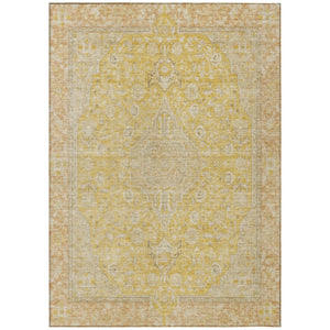 HomeRoots 5' Timeless Wheat and Gold Medallion Area Rug - Washable, Durable, Perfect for Indoor and Outdoor Spaces 5' X 8' 616299