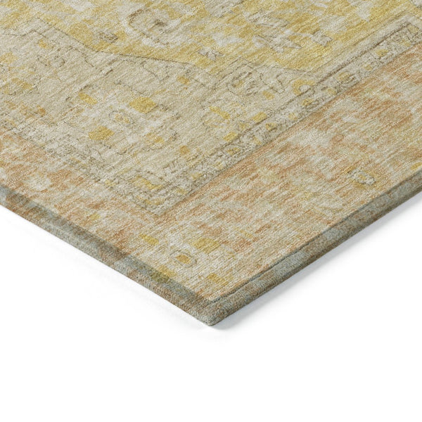HomeRoots 5' Timeless Wheat and Gold Medallion Area Rug - Washable, Durable, Perfect for Indoor and Outdoor Spaces 5' X 8' 616299