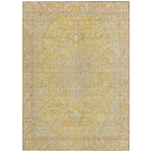 HomeRoots 5' Timeless Wheat and Gold Medallion Area Rug - Washable, Durable, Perfect for Indoor and Outdoor Spaces 5' X 8' 616299