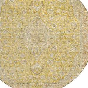 HomeRoots 5' Timeless Wheat and Gold Medallion Area Rug - Washable, Durable, Perfect for Indoor and Outdoor Spaces 8' Round 616300