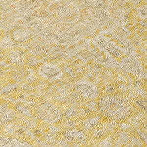 HomeRoots 5' Timeless Wheat and Gold Medallion Area Rug - Washable, Durable, Perfect for Indoor and Outdoor Spaces 8' Round 616300