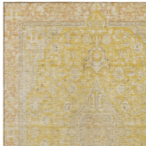 HomeRoots 5' Timeless Wheat and Gold Medallion Area Rug - Washable, Durable, Perfect for Indoor and Outdoor Spaces 8' X 10' 616301
