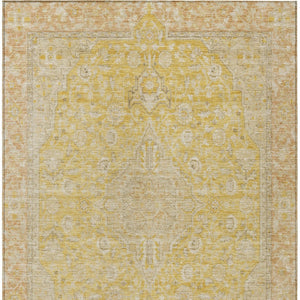 HomeRoots 5' Timeless Wheat and Gold Medallion Area Rug - Washable, Durable, Perfect for Indoor and Outdoor Spaces 10' X 14' 616303