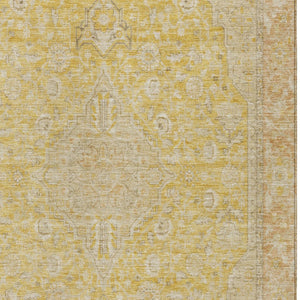 HomeRoots 5' Timeless Wheat and Gold Medallion Area Rug - Washable, Durable, Perfect for Indoor and Outdoor Spaces 10' X 14' 616303