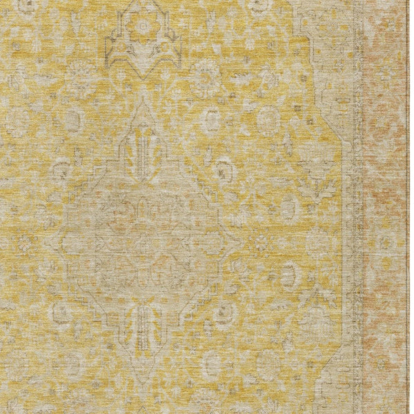 HomeRoots 5' Timeless Wheat and Gold Medallion Area Rug - Washable, Durable, Perfect for Indoor and Outdoor Spaces 10' X 14' 616303
