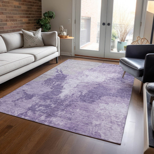 HomeRoots 5' Abstract Plum and Purple Washable Area Rug - Durable Indoor/Outdoor Design for High-Traffic Spaces 5' X 8' 616323