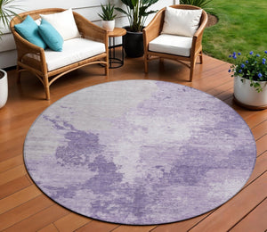 HomeRoots 5' Abstract Plum and Purple Washable Area Rug - Durable Indoor/Outdoor Design for High-Traffic Spaces 8' Round 616324