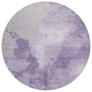 HomeRoots 5' Abstract Plum and Purple Washable Area Rug - Durable Indoor/Outdoor Design for High-Traffic Spaces 8' Round 616324