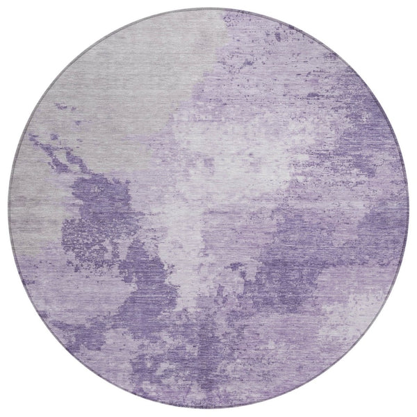 HomeRoots 5' Abstract Plum and Purple Washable Area Rug - Durable Indoor/Outdoor Design for High-Traffic Spaces 8' Round 616324