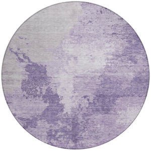 HomeRoots 5' Abstract Plum and Purple Washable Area Rug - Durable Indoor/Outdoor Design for High-Traffic Spaces 8' Round 616324