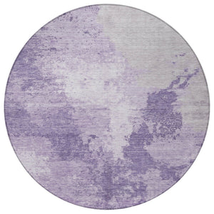 HomeRoots 5' Abstract Plum and Purple Washable Area Rug - Durable Indoor/Outdoor Design for High-Traffic Spaces 8' Round 616324