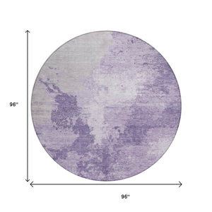 HomeRoots 5' Abstract Plum and Purple Washable Area Rug - Durable Indoor/Outdoor Design for High-Traffic Spaces 8' Round 616324