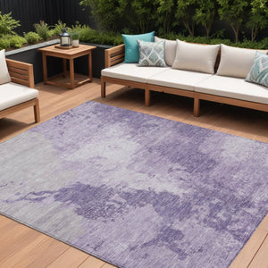 HomeRoots 5' Abstract Plum and Purple Washable Area Rug - Durable Indoor/Outdoor Design for High-Traffic Spaces 10' X 14' 616327