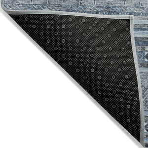 HomeRoots 5' Timeless Blue and Gray Oriental Washable Area Rug for Indoor and Outdoor Versatile Spaces 5' X 8' 616335