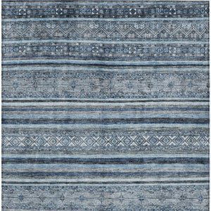 HomeRoots 5' Timeless Blue and Gray Oriental Washable Area Rug for Indoor and Outdoor Versatile Spaces 5' X 8' 616335