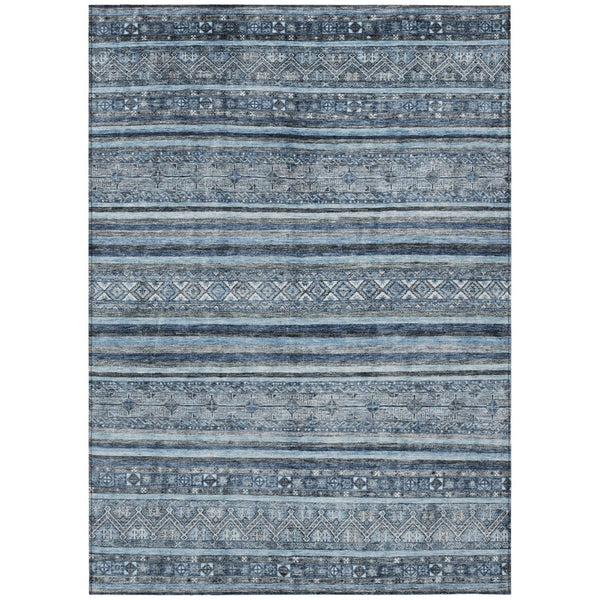 HomeRoots 5' Timeless Blue and Gray Oriental Washable Area Rug for Indoor and Outdoor Versatile Spaces 8' X 10' 616337