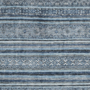 HomeRoots 5' Timeless Blue and Gray Oriental Washable Area Rug for Indoor and Outdoor Versatile Spaces 8' X 10' 616337