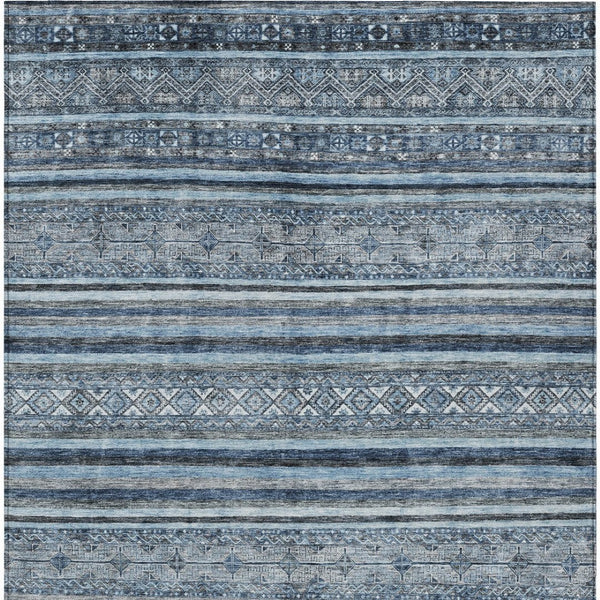 HomeRoots 5' Timeless Blue and Gray Oriental Washable Area Rug for Indoor and Outdoor Versatile Spaces 9' X 12' 616338