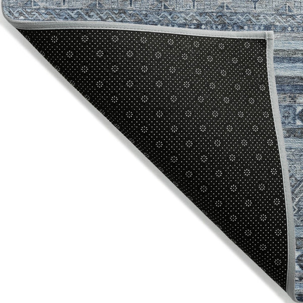 HomeRoots 5' Timeless Blue and Gray Oriental Washable Area Rug for Indoor and Outdoor Versatile Spaces 9' X 12' 616338