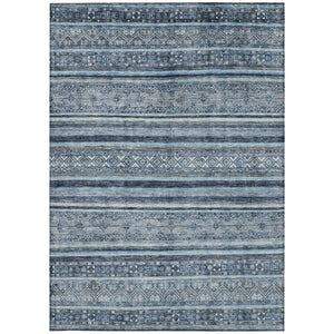 HomeRoots 5' Timeless Blue and Gray Oriental Washable Area Rug for Indoor and Outdoor Versatile Spaces 10' X 14' 616339