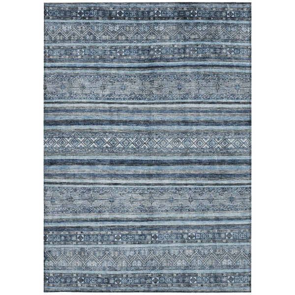 HomeRoots 5' Timeless Blue and Gray Oriental Washable Area Rug for Indoor and Outdoor Versatile Spaces 10' X 14' 616339