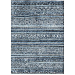 HomeRoots 5' Timeless Blue and Gray Oriental Washable Area Rug for Indoor and Outdoor Versatile Spaces 10' X 14' 616339