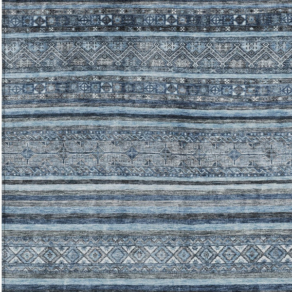 HomeRoots 5' Timeless Blue and Gray Oriental Washable Area Rug for Indoor and Outdoor Versatile Spaces 10' X 14' 616339
