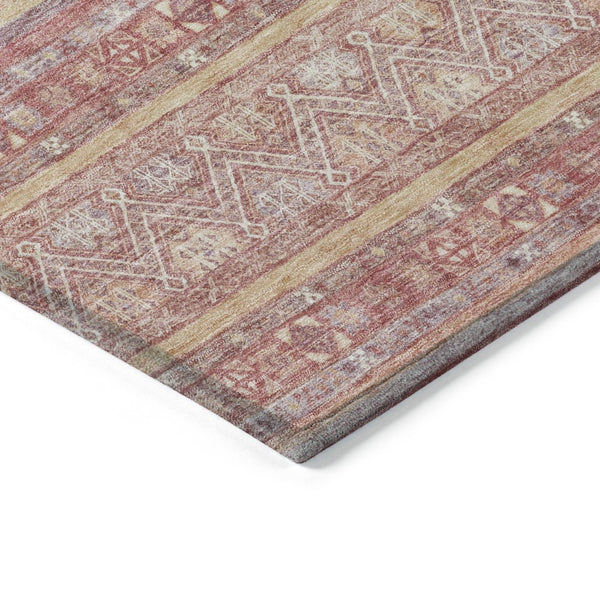 HomeRoots 5' Timeless Rust and Coral Oriental Washable Area Rug for Indoor and Outdoor Stylish Living Spaces 5' X 8' 616347
