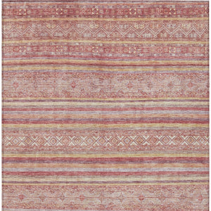 HomeRoots 5' Timeless Rust and Coral Oriental Washable Area Rug for Indoor and Outdoor Stylish Living Spaces 5' X 8' 616347