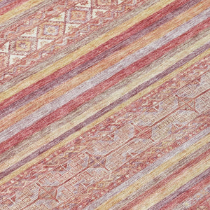 HomeRoots 5' Timeless Rust and Coral Oriental Washable Area Rug for Indoor and Outdoor Stylish Living Spaces 8' Round 616348