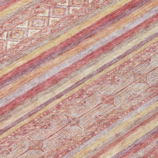 HomeRoots 5' Timeless Rust and Coral Oriental Washable Area Rug for Indoor and Outdoor Stylish Living Spaces 8' Round 616348