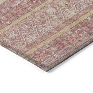 HomeRoots 5' Timeless Rust and Coral Oriental Washable Area Rug for Indoor and Outdoor Stylish Living Spaces 8' X 10' 616349