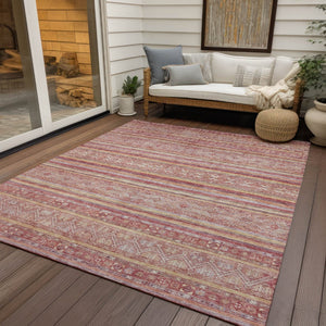HomeRoots 5' Timeless Rust and Coral Oriental Washable Area Rug for Indoor and Outdoor Stylish Living Spaces 9' X 12' 616350