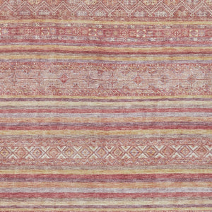 HomeRoots 5' Timeless Rust and Coral Oriental Washable Area Rug for Indoor and Outdoor Stylish Living Spaces 9' X 12' 616350