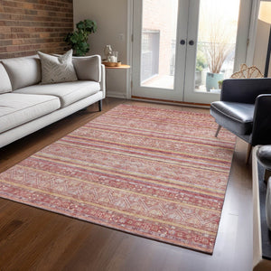 HomeRoots 5' Timeless Rust and Coral Oriental Washable Area Rug for Indoor and Outdoor Stylish Living Spaces 9' X 12' 616350
