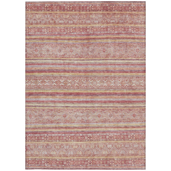 HomeRoots 5' Timeless Rust and Coral Oriental Washable Area Rug for Indoor and Outdoor Stylish Living Spaces 10' X 14' 616351