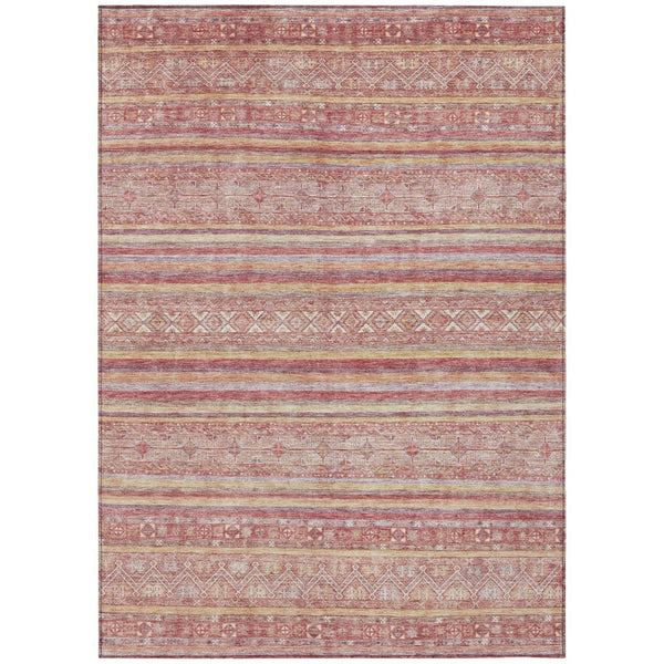 HomeRoots 5' Timeless Rust and Coral Oriental Washable Area Rug for Indoor and Outdoor Stylish Living Spaces 10' X 14' 616351
