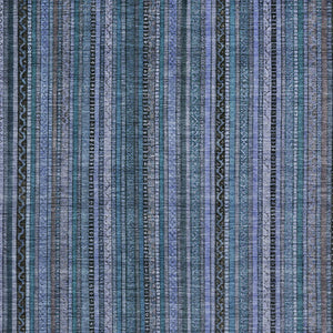 HomeRoots 5' Coastal Blue Gray Striped Washable Area Rug for Indoor and Outdoor Spaces - Easy Care & Durable 8' X 10' 616367