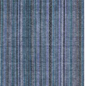 HomeRoots 5' Coastal Blue Gray Striped Washable Area Rug for Indoor and Outdoor Spaces - Easy Care & Durable 9' X 12' 616368